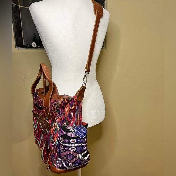 Nena & Co OOAK Convertible Day Bag Crossbody Huipil Leather OG CDB - Picture 5 of 16